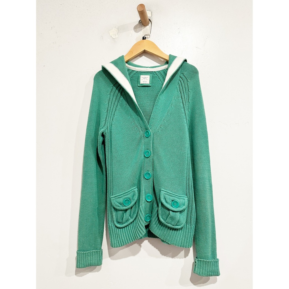 Old Navy‎ Y2K Green Hooded Cardigan Size Medium